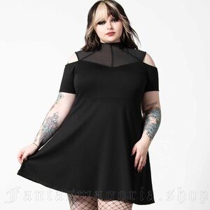 Killstar Astra‎ Skater Dress Women’s Black Mesh Goth Whimsigoth Boho Size 4X